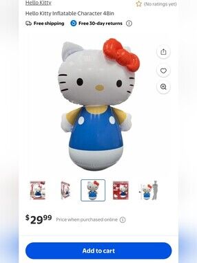 Hello Kitty Inflatable Toy - White, Blue & Red